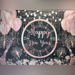 Happy New Year Backdrop with Clock Design